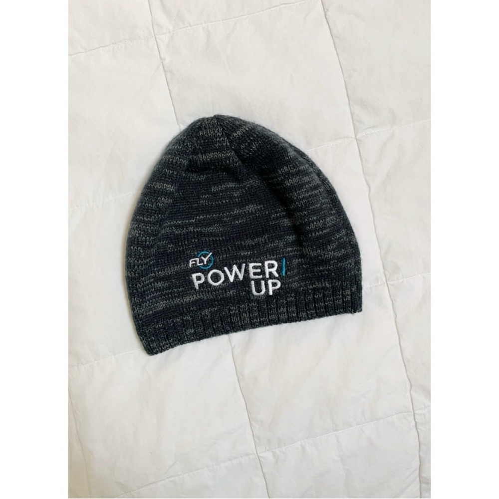 [Flywheel] Dark Grey Marl “Power Up" Beanie (NWOT!)